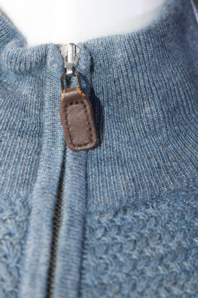 Trumbull Rhodes Womens Knit Long Sleeve Full Zip Mock Neck Sweater Blue Size L