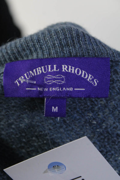 Trumbull Rhodes Womens Knit Long Sleeve Full Zip Mock Neck Sweater Blue Size L