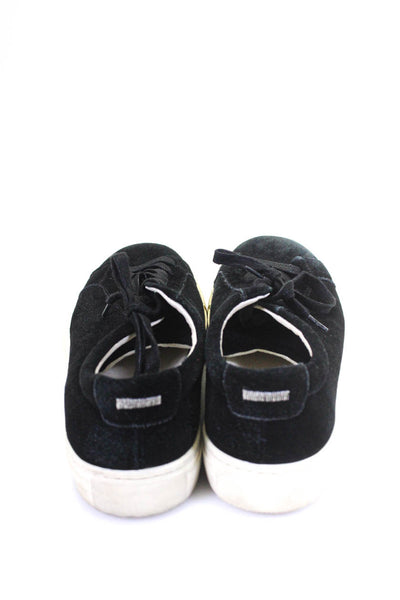New Republic Suede Velvet Low Top Lace Up Platform Sneakers Black Size 10.5W 9M