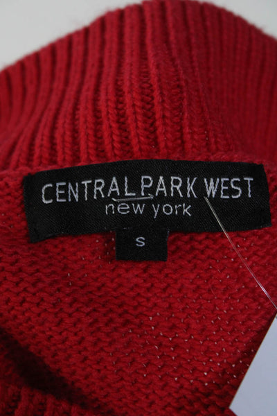 Central Park West Womens Cutout V Neck Fringe Crop Sweater Red Size Small