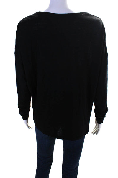 Lafayette 148 New York Womens Wool Cowl Neck Long Sleeve Blouse Top Black Size L