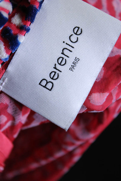Berenice Women's Abstract Print Long Sleeve Velvet Peplum Blouse Pink Size 36