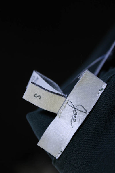 Joie Women's Long Sleeve Button Down Tie Collar Silk Blouse Green Size S