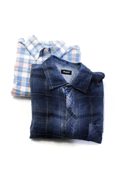 Hudson Men's Collar Long Sleeves Button Up Shirt Plaid Size L Lot 2