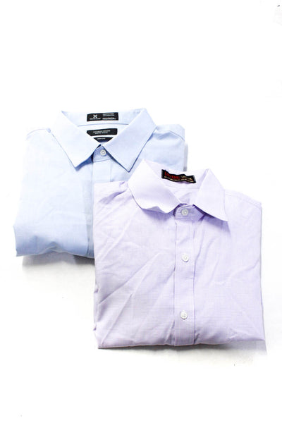 Nordstrom Men's Collar Long Sleeves Button Up Shirt Blue Purple Size 16.5 Lot 2