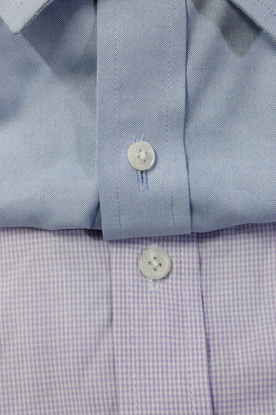 Nordstrom Men's Collar Long Sleeves Button Up Shirt Blue Purple Size 16.5 Lot 2