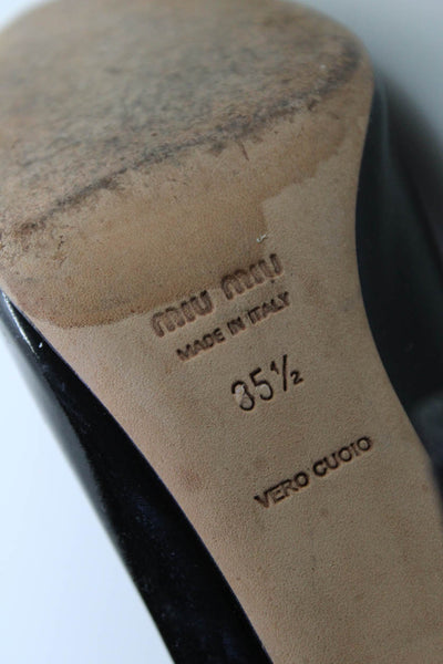 Miu Miu Womens Patent Leather Slide On Pumps Black Size 3.5 5.5