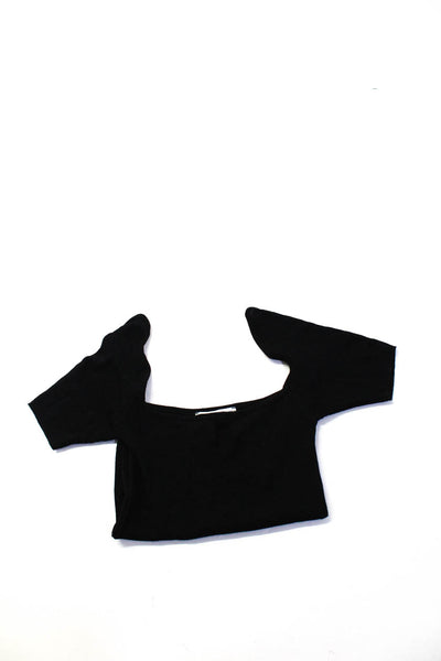 Zara Womens Sweater Black Off Shoulder Short Sleeve Crop Blouse Top Size S Lot 2