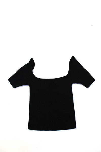 Zara Womens Sweater Black Off Shoulder Short Sleeve Crop Blouse Top Size S Lot 2