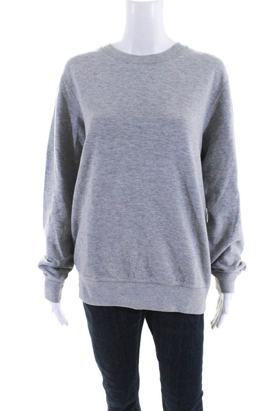 Theory Womens Gray Cotton Crew Neck Long Sleeve Pullover Sweatshirt Size M