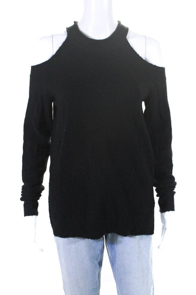 Sanctuary Women's Long Sleeve Cold Shoulder Ribbed Knit Sweater Black Size M