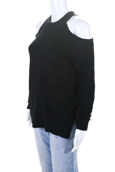 Sanctuary Women's Long Sleeve Cold Shoulder Ribbed Knit Sweater Black Size M