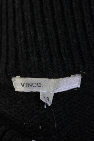 Vince Womens Wool Knit Short Sleeve Mock Neck Sweater Cardigan Gray Size XS