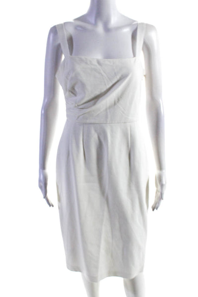 Elie Tahari Womens Back Zip Sleeveless Square Neck Sheath Dress White Size 10