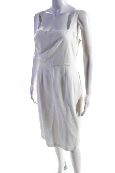 Elie Tahari Womens Back Zip Sleeveless Square Neck Sheath Dress White Size 10