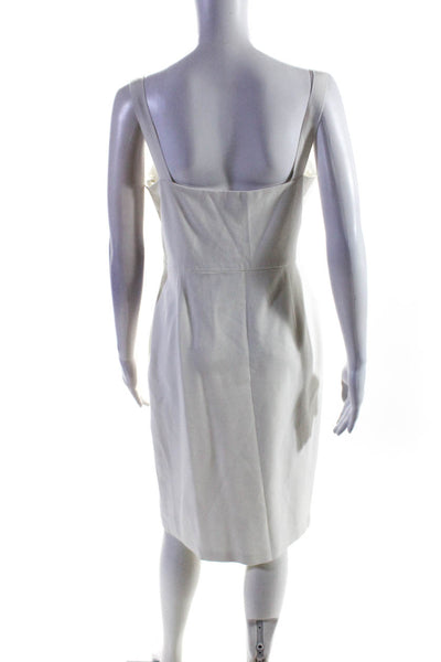 Elie Tahari Womens Back Zip Sleeveless Square Neck Sheath Dress White Size 10