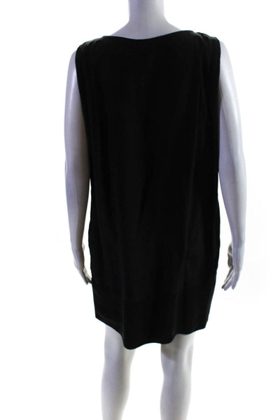 Haute Hippie Womens Sleeveless Scoop Neck Silk Shift Dress Black Size Medium