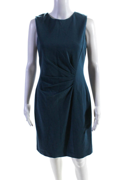 Elie Tahari Womens Back Zip Sleeveless Crew Neck Sheath Dress Blue Size 6