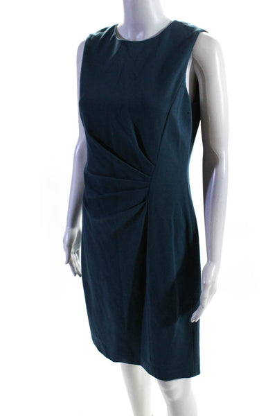 Elie Tahari Womens Back Zip Sleeveless Crew Neck Sheath Dress Blue Size 6