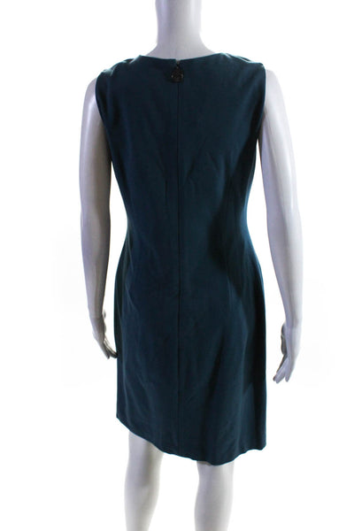 Elie Tahari Womens Back Zip Sleeveless Crew Neck Sheath Dress Blue Size 6