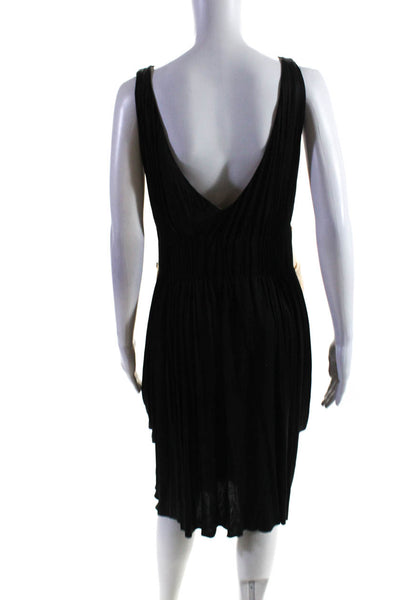 ALC Womens Sleeveless Scoop Neck Hook Wrap Draped Dress Black Brown Size Medium