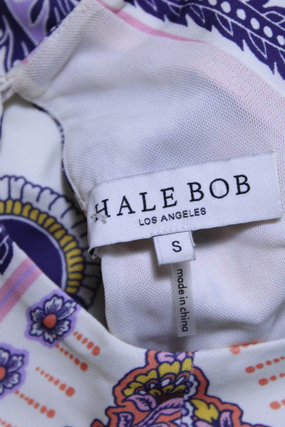 Hale Bob Womens Sleeveless Crew Neck Floral Paisley Dress White Multi Size Small