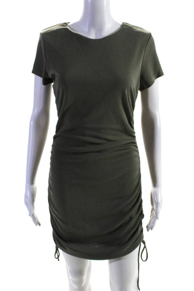 Princess Polly Women's Short Sleeve Drawstring Bodycon Dress Green Size 10