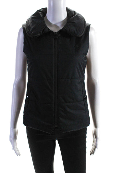 Lacoste Women's Zip Front Hip Length Puffer Vest Black Size 36