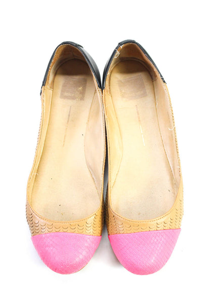 Dolce Vita Womens Faux Snakeskin Cap Toe Cutout Ballet Flats Beige Pink Size 9