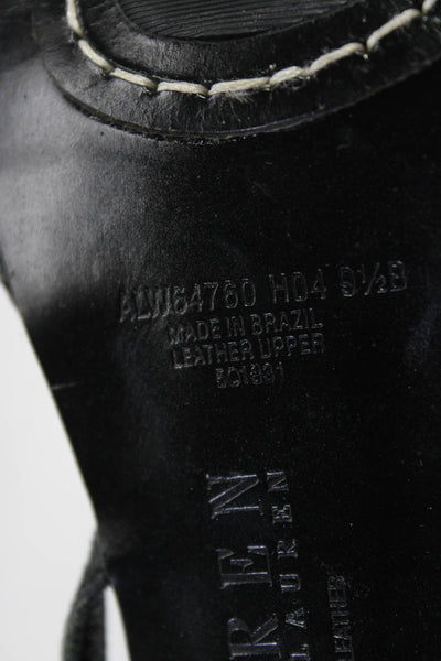 Lauren Ralph Lauren Womens Embossed Leather Slingback Sandals Black Size 9.5