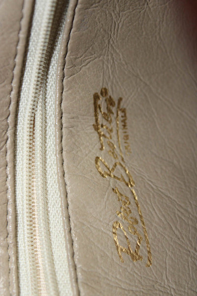 Robert Bestien Womens Snakeskin Leather Zip Around Pouch Clutch Handbag Brown