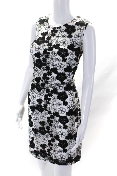 Karl Lagerfeld Women's Sleeveless Floral Embroidered Sheath Dress Black Size 8