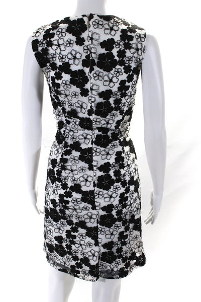 Karl Lagerfeld Women's Sleeveless Floral Embroidered Sheath Dress Black Size 8