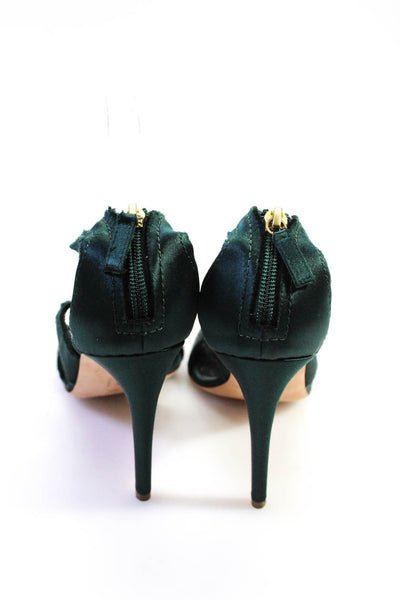 Rupert Sanderson Women's Strappy High Heel Velvet Sandals Green Size 38