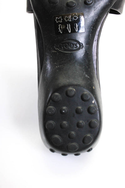 Tod's Women's Leather Open Toe Flats Slides Black Size 7