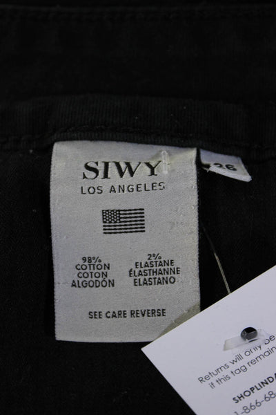 Siwy Womens Solid Black Distress Mid-Rise Cotton Mini Denim Shorts Size 26
