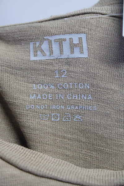 Kith Childrens Boys Logo Print Short Sleeve Crew Neck Tee Shirt Beige Size 12