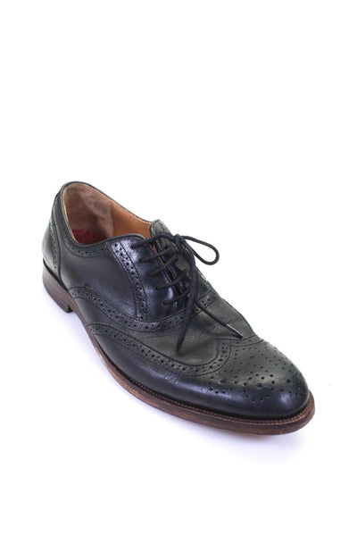 Johnston & Murphy Mens Wing Top Brogue Leather Oxfords Black Size 8.5