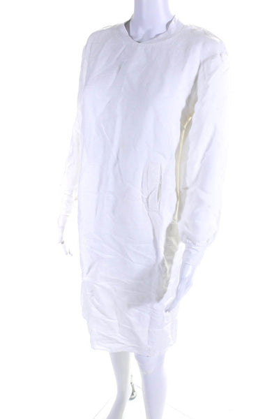 Unlabel Womens White Linen Crew Neck Front Pockets Straight Dress Size 14