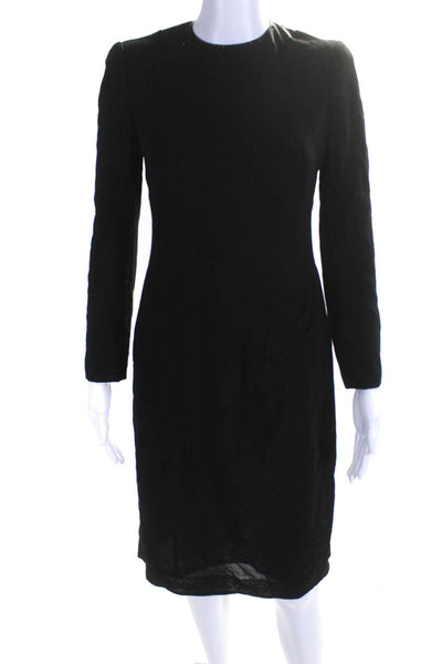 Rena Lange Womens Black Bedazzled Zip Back Long Sleeve Shift Dress Size 4