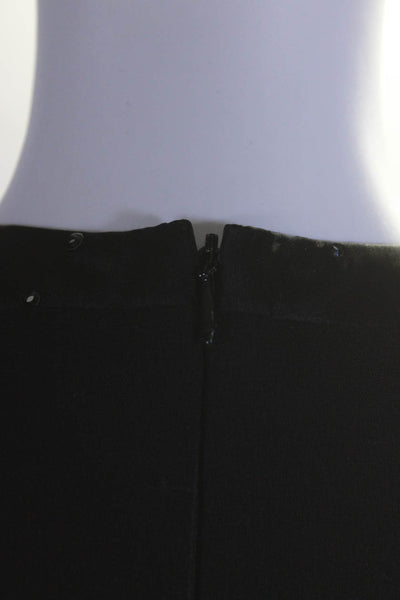 Rena Lange Womens Black Bedazzled Zip Back Long Sleeve Shift Dress Size 4