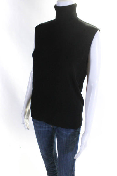 Attesa Premaman Womens Black Wool Turtleneck Sleeveless Sweater Top Size M