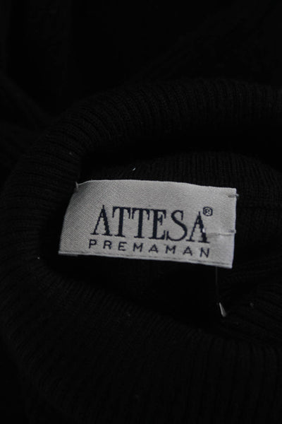 Attesa Premaman Womens Black Wool Turtleneck Sleeveless Sweater Top Size M