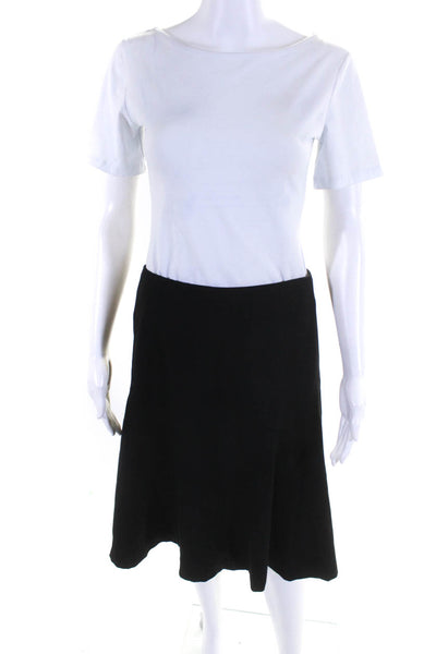 Calvin Klein Womens Woven Fit & Flare Midi A Line Skirt Black Size 6