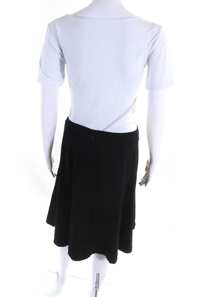 Calvin Klein Womens Woven Fit & Flare Midi A Line Skirt Black Size 6