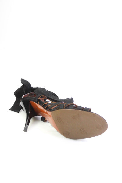 Lanvin Womens Grosgrain Satin Strappy Stiletto Sandals Black Size 38.5 8.5