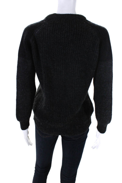 IRO Womens Pullover Crew Neck Sweatshirt Gray Black Size Extra Small