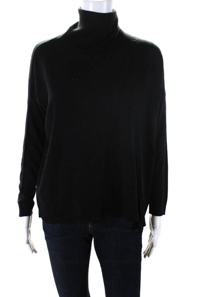 Front Row Shop Womens Pullover High Low Turtleneck Sweatshirt Black Size Small