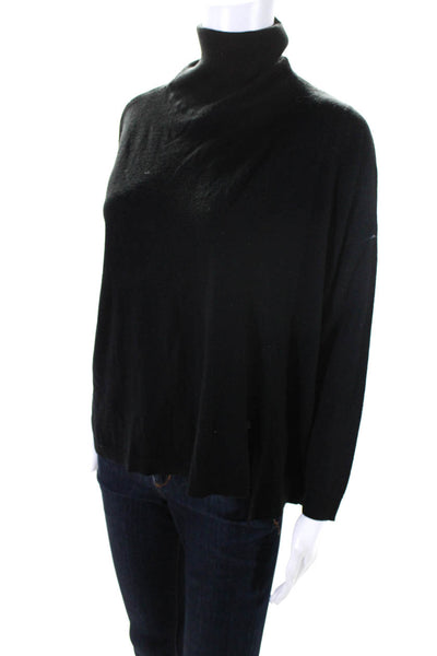 Front Row Shop Womens Pullover High Low Turtleneck Sweatshirt Black Size Small