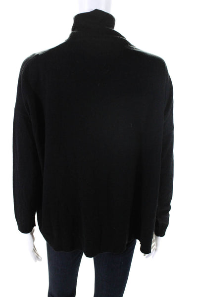 Front Row Shop Womens Pullover High Low Turtleneck Sweatshirt Black Size Small